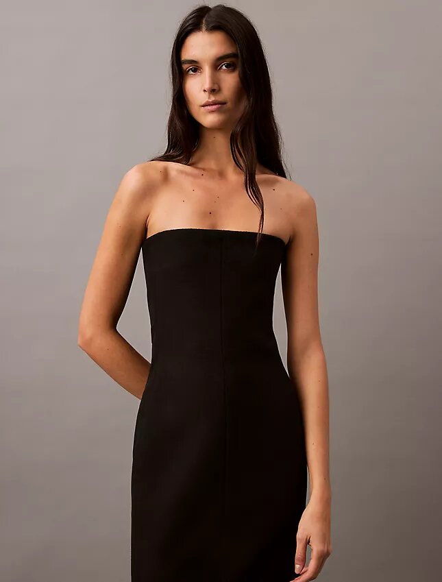 Brushed Wool Blend Strapless Dress Brushed Wool Blend Strapless Dress