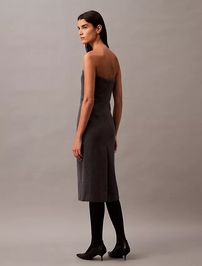 Brushed Wool Blend Strapless Dress Brushed Wool Blend Strapless Dress