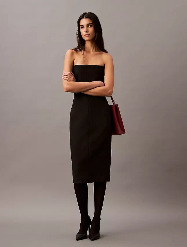 Brushed Wool Blend Strapless Dress Brushed Wool Blend Strapless Dress