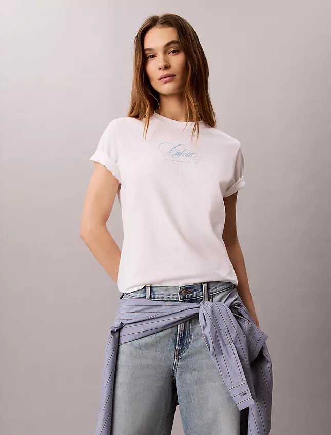 Calvin Script Logo Classic Tee Calvin Script Logo Classic Tee
