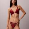 Ck Black Floral Lace Lightly Lined Plunge Bra