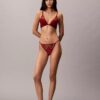 Ck Black Floral Lace Lightly Lined Plunge Bra