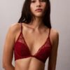Ck Black Floral Lace Lightly Lined Plunge Bra