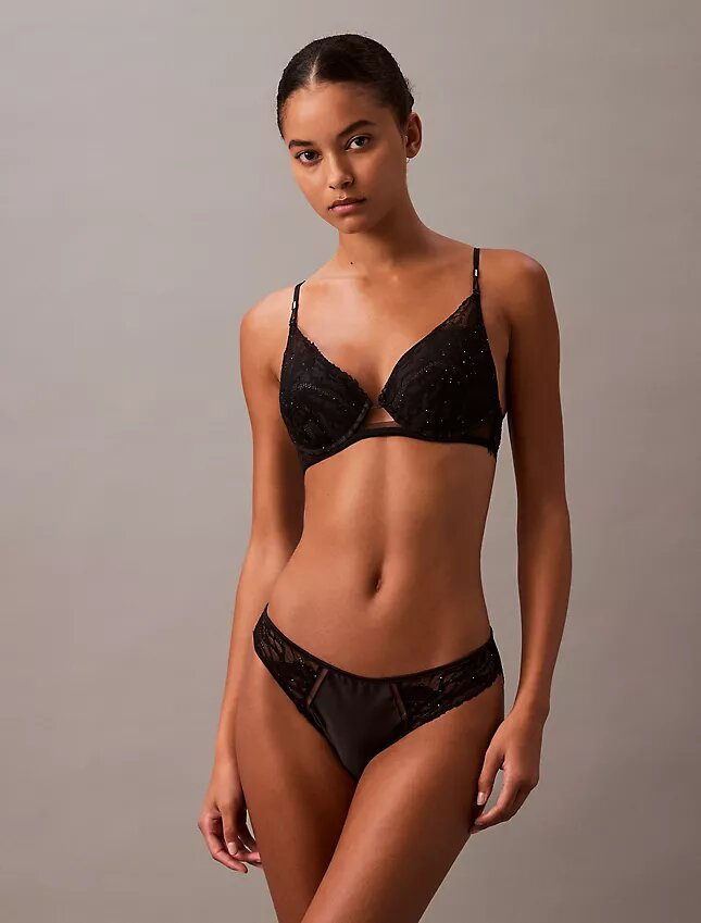 Ck Black Floral Lace Push up Plunge Bra Ck Black Floral Lace Push up Plunge Bra