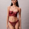 Ck Black Floral Lace Thong