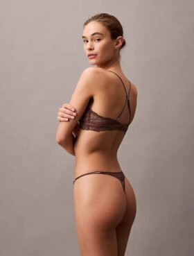 Ck Black Floral Lace Thong