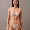 Ck Black Floral Lace Unlined Balconette Bra