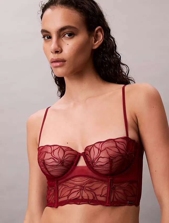 Ck Black Floral Lace Unlined Balconette Bra Ck Black Floral Lace Unlined Balconette Bra