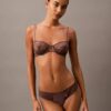 Ck Black Floral Lace Unlined Balconette Bra