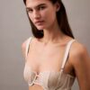 Ck Black Floral Lace Unlined Balconette Bra