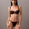 Ck Black Floral Lace Unlined Balconette Bra