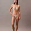 Ck Black Floral Lace Unlined Balconette Bra