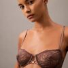 Ck Black Floral Lace Unlined Balconette Bra
