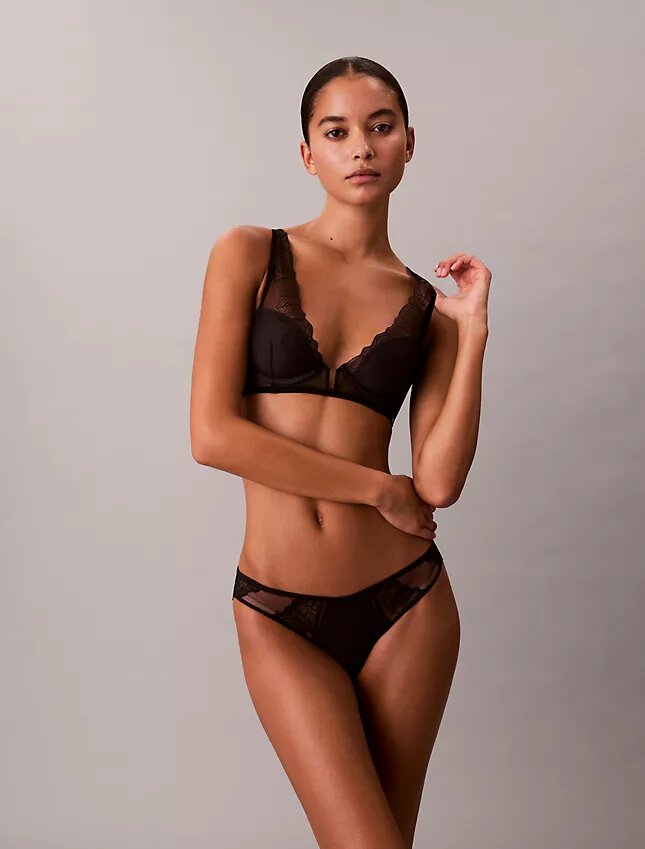 Ck Black Geo Lace Lightly Lined Plunge Bra Ck Black Geo Lace Lightly Lined Plunge Bra