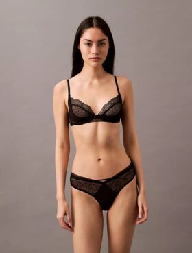 Ck Black Geo Lace Thong