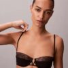 Ck Black Geo Lace Unlined Balconette Bra