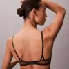 Ck Black Geo Lace Unlined Balconette Bra