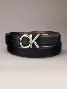 Ck Logo Plaque Reversible Dress Belt