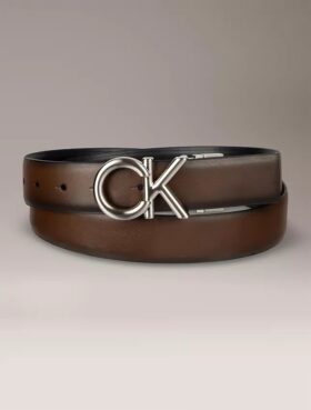 Ck Logo Plaque Reversible Dress Belt