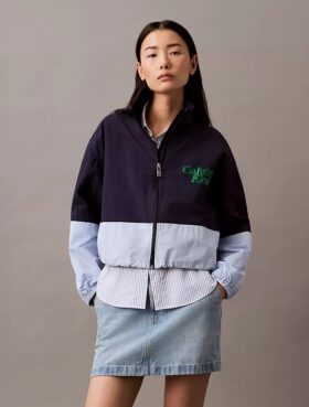 Colorblock Nylon Zip Jacket
