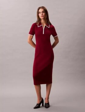Colorblock Trim Midi Dress