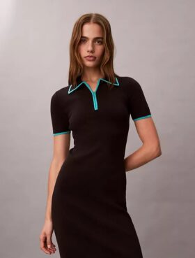 Colorblock Trim Midi Dress