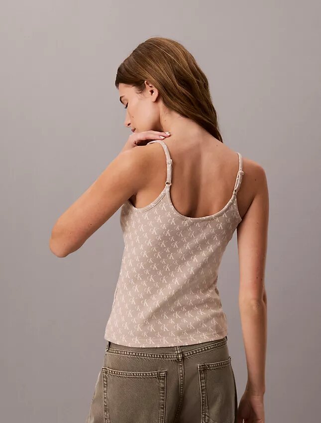 Contour Rib Allover Monogram Tank Top Contour Rib Allover Monogram Tank Top