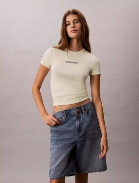 Contour Rib Logo Cropped Tee