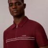 Contrast Piping Quarter Zip Polo Shirt
