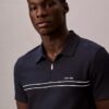 Contrast Piping Quarter Zip Polo Shirt