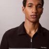 Contrast Piping Quarter Zip Polo Shirt