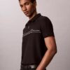 Contrast Piping Quarter Zip Polo Shirt