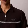 Contrast Piping Quarter Zip Polo Shirt