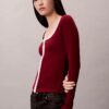 Contrast Trim Rib Cardigan