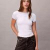 Contrast Trim Rib Logo Graphic Baby Tee Contrast Trim Rib Logo Graphic Baby Tee