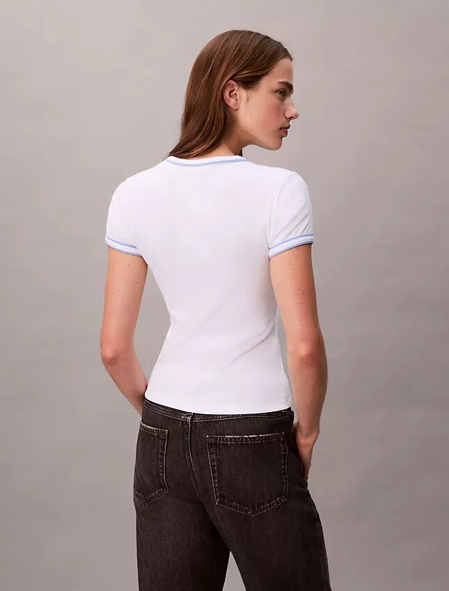 Contrast Trim Rib Logo Graphic Baby Tee Contrast Trim Rib Logo Graphic Baby Tee