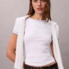 Contrast Trim Rib Logo Graphic Baby Tee Contrast Trim Rib Logo Graphic Baby Tee