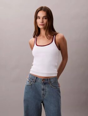 Contrast Trim Rib Tank Top