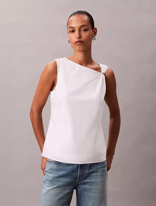 Cotton Asymmetric Drape Sleeveless Top Cotton Asymmetric Drape Sleeveless Top