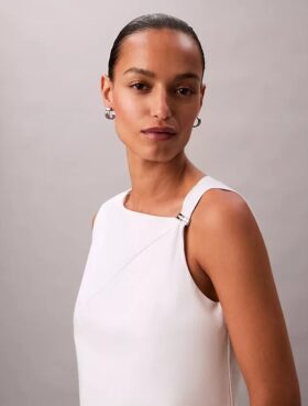 Cotton Asymmetric Drape Sleeveless Top