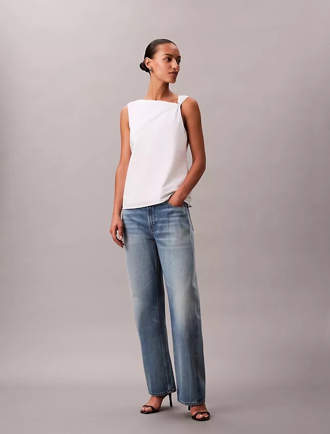 Cotton Asymmetric Drape Sleeveless Top Cotton Asymmetric Drape Sleeveless Top