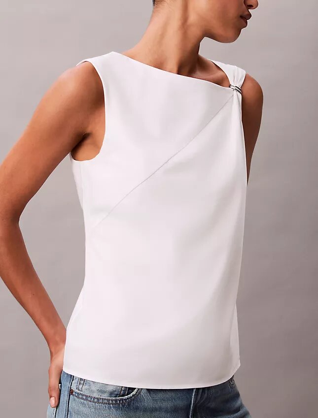 Cotton Asymmetric Drape Sleeveless Top Cotton Asymmetric Drape Sleeveless Top