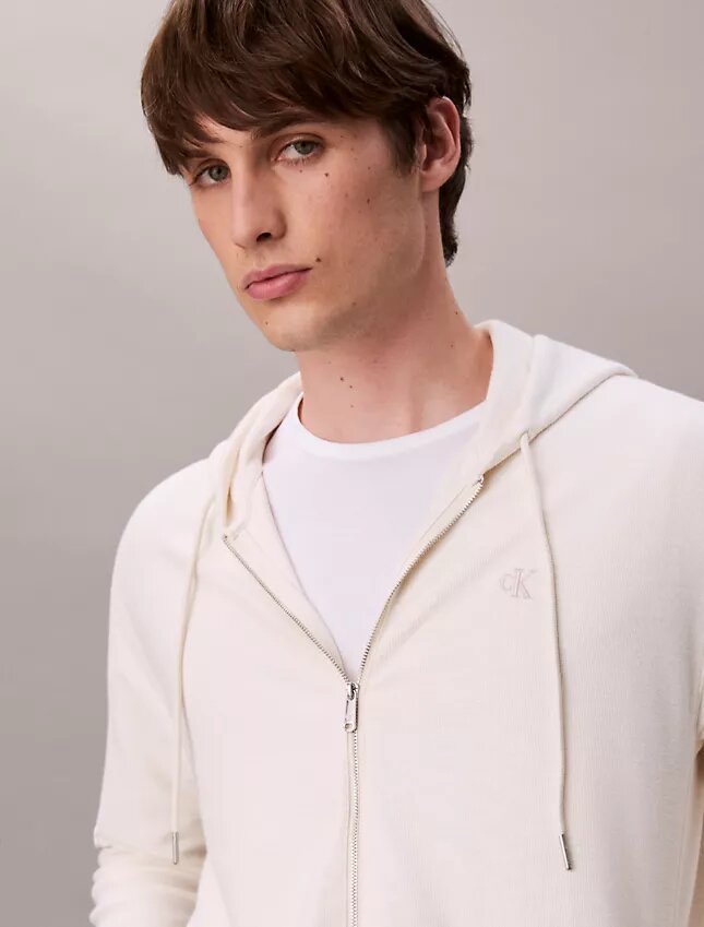 Cotton Blend Boucle Relaxed Hoodie Cotton Blend Boucle Relaxed Hoodie