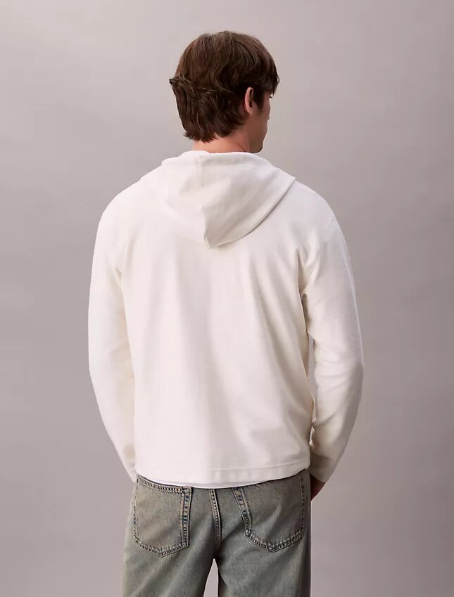 Cotton Blend Boucle Relaxed Hoodie Cotton Blend Boucle Relaxed Hoodie