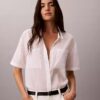 Cotton Blend Relaxed Button-Down Shirt Cotton Blend Relaxed Button-Down Shirt