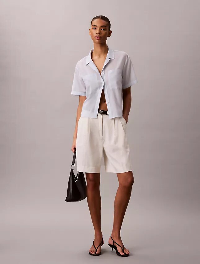 Cotton Blend Relaxed Button-Down Shirt Cotton Blend Relaxed Button-Down Shirt