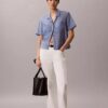 Cotton Blend Relaxed Button-Down Shirt
