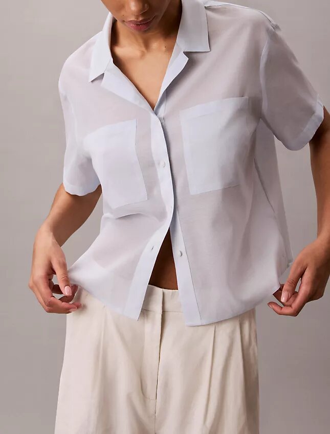 Cotton Blend Relaxed Button-Down Shirt Cotton Blend Relaxed Button-Down Shirt