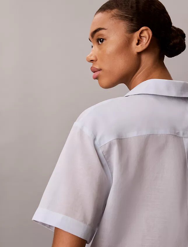 Cotton Blend Relaxed Button-Down Shirt Cotton Blend Relaxed Button-Down Shirt