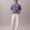 Cotton Blend Relaxed Button-Down Shirt